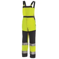 Warnschutz-Latzhose BUFFALO, Größe 58 - Sicherheit in warngelb und navy - Arbeits- & Schutzkleidung mit 2 Reflexstreifen für optimale Sichtbarkeit und praktischen Taschen für Werkzeuge und persönliche Gegenstände.