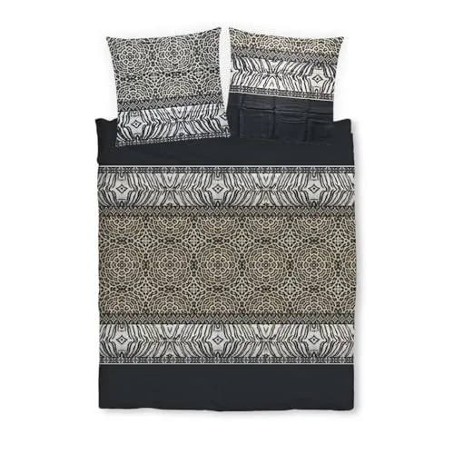 TRAUMSCHLAF Bettwäsche Kalahari, Mako Satin 2-teilig - Bettwäsche in edler Mako-Satin Qualität, braun mit ornamentalen Mustern. Ideal für stilvolle Schlafzimmer, pflegeleicht und hautfreundlich.