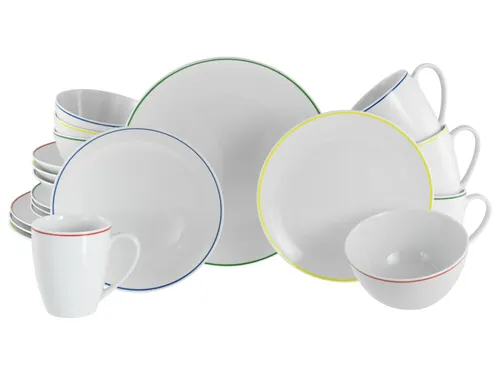 CreaTable Luna Color Line Kombiservice 20-tlg - Kombiservice aus hochwertigem Porzellan mit eleganter Coupeform, inkl. 4 Speiseteller, Dessertteller, Pasta- und Kaffeetassen. Spülmaschinen- und mikrowellengeeignet, langlebig und stilvoll für jeden Anlass.