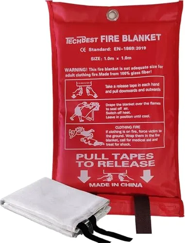 TechBest Löschdecke Küche Feuerlöschdecke von TechBest