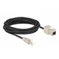 Delock RJ45 Stecker zu Keystone Modul Cat.6A – 5 m - Feldkonfektionierbares Netzwerkkabel für einfache Installation und zuverlässige Datenübertragung, ideal für professionelle Anwendungen.