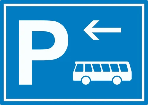 HB-Druck Aufkleber Bus Reisebus Parkplatz Aufkleber mit Richtungspfeil links waagerecht, wetterfest, UV-beständig, kratzfest