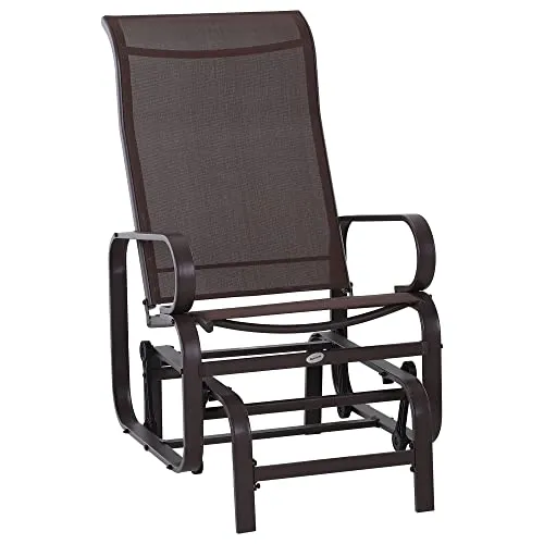 Outsunny Schaukelstuhl - Braun, 60Lx73Wx105Hcm - Hochwertiger Outdoor-Schaukelstuhl für Garten und Balkon, witterungsbeständig und belastbar bis 160 kg – ideal für entspannte Momente im Freien.