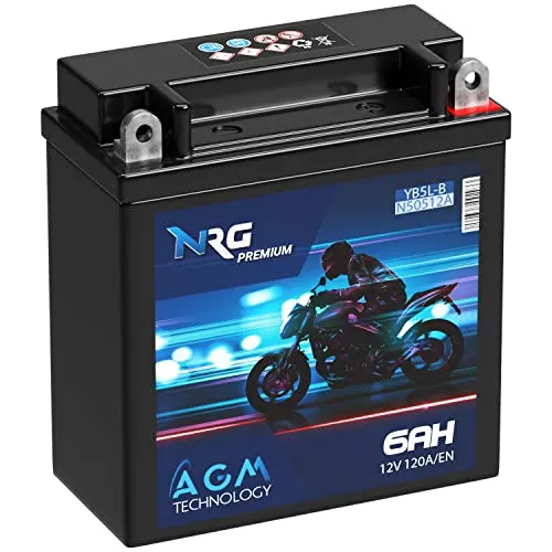 NRG Premium YB5L-B AGM Motorradbatterie 6Ah 12V