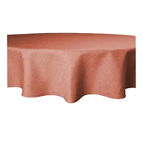 Tischdecke 180 cm Ø rund Struktur Leinen-Optik beschichtet Wasser und Schmutz abweisend Lotuseffekt #1181 (Terracotta)