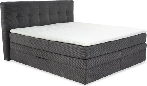 Modernes Boxspringbett 180x200 cm mit 2x 7-Zonen-Tonnentaschen-Federkernmatratzen - Erleben Sie erholsamen Schlaf auf unserem Boxspringbett mit 2x 7-Zonen-Tonnentaschenmatratzen und Kaltschaum-Topper. Der integrierte Bettkasten bietet viel Stauraum und der modische Cord-Bezug sorgt für einen stilvollen Look.