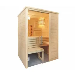 Harvia Alaska Mini Infra+ Massivsauna - Kompakte Infrarotkraft aus Fichte - Wärmekabinen mit hochwertiger Verarbeitung und leistungsstarkem Vollspektrumstrahler für intensive Entspannung auf kleinem Raum.