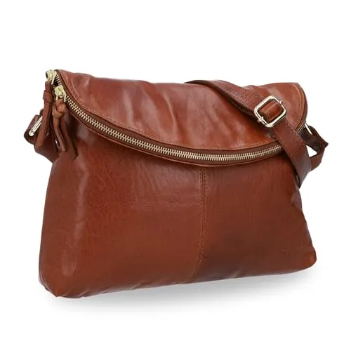 Gusti Handtasche Leder - Gardenia Damen Umhängetasche in Braun - Umhängetasche aus hochwertigem Echtleder im klassischen Vintage Stil, ideal für jeden Anlass. Bietet genügend Platz für Handy, Portmonee und mehr, perfekt für Stadtbummel und Alltag.
