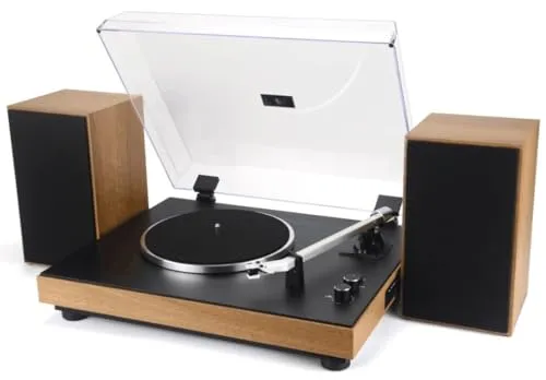 Majestic TT 54 Vintage Plattenspieler 33/45 Umdrehungen, kabellos, USB-Eingang, Externe Stereo-Lautsprecher, 30 W, Cinch-Audioausgang