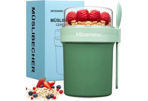 Müslibecher 560ml + 230ml Joghurtbecher für Kinder to Go - Praktischer Müslibecher mit Joghurtbecher für Kinder, ideal für Frühstück unterwegs. In fröhlichem Blau, perfekt für kleine Entdecker.