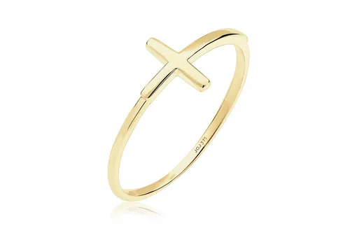 Elli Premium Fingerring Kreuz 375 Gelbgold 54 mm in gold von Elli