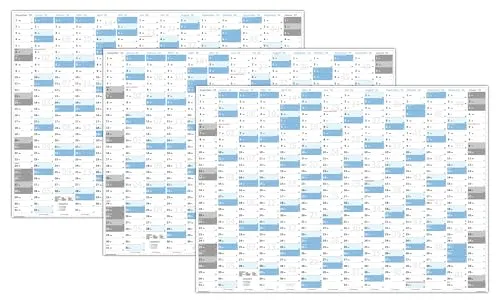 Stück XL Wandkalender DIN A1 2026 (blau2) große Tageskästchen (Kalender werden gerollt versendet) 3