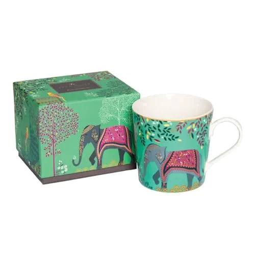 Portmeirion Home & Gifts Sara Miller London SMIJ78914-XG Tasse, Elefanten-Oasis, helle Jade