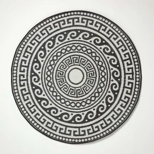 Homescapes Outdoor Teppich Enid – Wetterfester Gartenteppich rund - Teppiche für draußen – Wetterfest, pflegeleicht und beidseitig verwendbar. Aus recyceltem Polypropylen, Ø 180 cm, ideal für Balkon, Terrasse oder Camping.