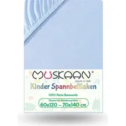 Jersey Kinder Spannbettlaken 60x120 cm - 70x140 cm Hellblau / Blau 100% Baumwolle - Hellblau