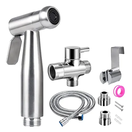 JIELUO Bidet-Handbrause Set, Premium Edelstahl gebürstet, 59-Zoll-Schlauch, G1/2