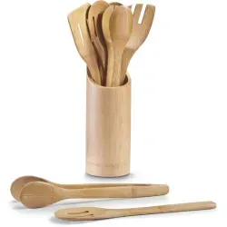 Zeller Bamboo Küchenutensilienhalter, 7-teilig 25274 , Material: Bambus, Ø 9 x 33 cm