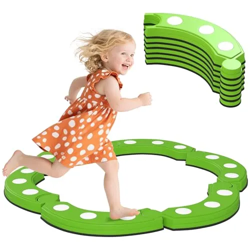 AIYAPLAY Balancierbalken 6 tlg. Kinder Schwebebalken mit 6 Balanciersteine frei kombinierbar, Montessori-Spielzeug für 3-8 Jahre Kinder, für Drinnen und Draußen, für Koordination und Stabilität