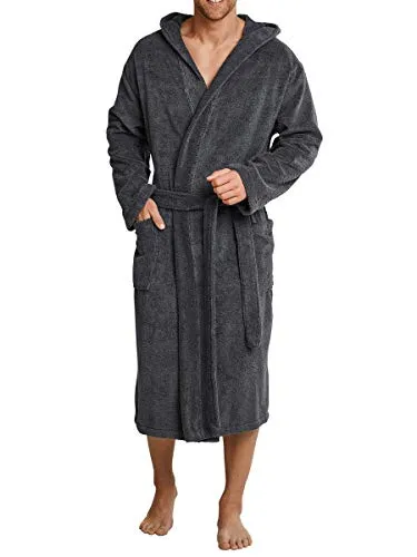 Schiesser Herren Bademantel mit Kapuze, Grau (200-grau), S - Bademantel für Herren mit Kapuze, aus weicher Frottee-Qualität für ultimativen Komfort, ideal für entspannte Momente zu Hause.