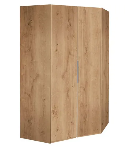 Wimex Eckschrank Level (2 Türen, mit Kleiderstange und Einlegeböden, 1-St., moderne Optik, chromfarbene Metallgriffleisten) 120x120cm Plankeneiche