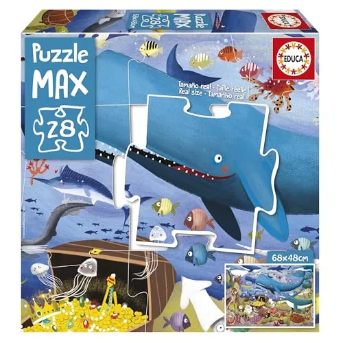 Educa - Puzzle Max | Puzzle für Kinder mit einem lustigen Bild von Meerestiere. 28 große Teile, leicht zu verwalten und anzupassen. Ideal, um auf den Boden zu kommen. (19956)