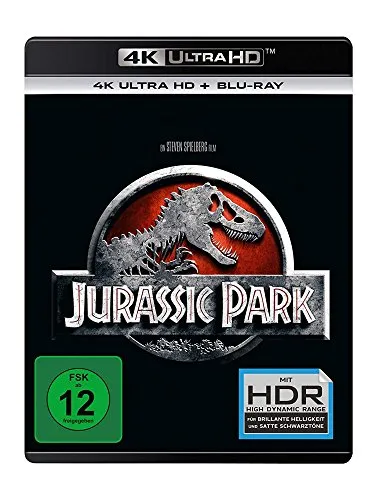Jurassic Park (4K Ultra-HD) (+ Blu-ray) - Packender Dinosaurier-Film in atemberaubender 4K-Qualität, ideal für Filmfans und Abenteuerliebhaber, freigegeben ab 12 Jahren.