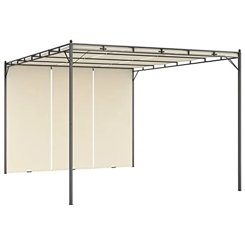 vidaXL Gartenpavillon mit Seitenvorhang 4x3m - Pavillon mit pulverbeschichteter Stahlkonstruktion und schützendem Seitenvorhang, ideal für entspannte Stunden im Freien und perfekten Sonnenschutz.