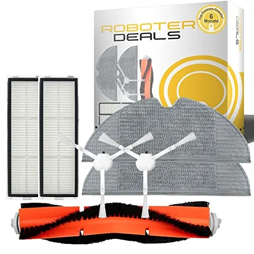 Roboter Deals Zubehör Set für Xiaomi Mi Robot Vacuum Mop 2 Pro+ - Ersatzteile für Staubsauger, hochwertiges 7-teiliges Kit mit Hauptbürste, Filtern und Bürsten, inklusive 6 Monate Garantie und umweltfreundlicher Verpackung in 100% recycelbarem Papier.