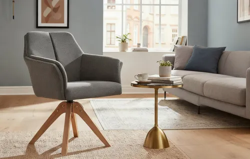 B&D home Drehstuhl DAISY - Modern und Gepolstert - Drehstuhl DAISY in Anthrazit: Bequemer Sitz mit drehbarer Armlehnenkonstruktion, ideal für Zuhause oder Büro im modernen skandinavischen Design.