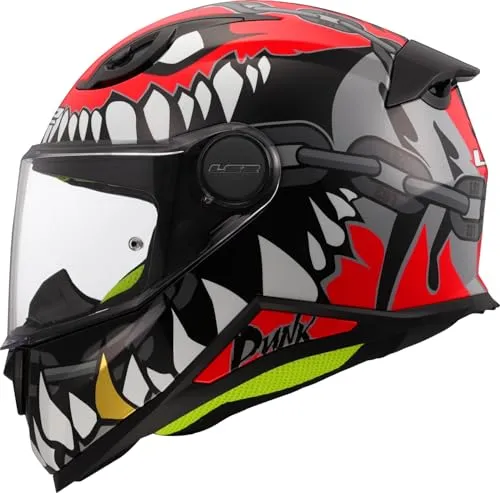 LS2 FF812 Kid Punk Kinder Helm, grau/rot (51/52) - Sicherheit und Stil für junge Fahrer - Motorradhelm für Kinder mit leichtem, schlagfestem KPA-Material, hervorragender Belüftung und stylischem Design. Ideal für Komfort und Schutz bei jeder Fahrt.