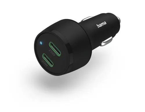 Hama Auto-Schnellladegerät 2x USB-C, 45 W - KFZ Einbau: Schnelles Laden für bis zu 2 Geräte gleichzeitig mit 45 W Leistung und intelligentem Schutzsystem für optimale Sicherheit.