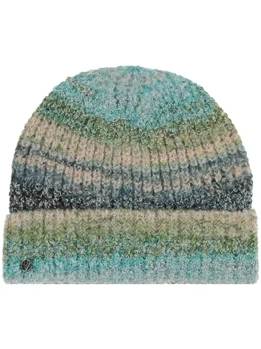 LOEVENICH Elastische Beanie | Buntes Strickmuster | OneSize | Damen Wintermütze Aquamarine