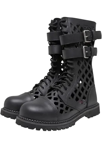 Brandit Grid Phantom Boots, Schwarz, Größe 6/40 - Wanderschuhe mit 14-Loch-Schnürung, robuster Stahlkappe und geschraubter Sohle für optimalen Halt auf jedem Terrain.