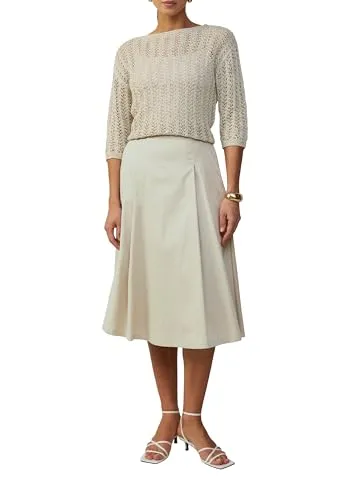 Beige Poplin-Rock im Relaxed Fit mit Elastikbund Größe 44 - Damenbekleidung: Bequemer Poplin-Rock im Relaxed Fit mit elastischem Bund und stilvoller Rückenfalte für optimalen Tragekomfort.