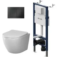 AM.PM WC Set Wand WC Vorwandelement Drückerplatte Toilette mit Spülkasten Komplett IIS90238.XB1701