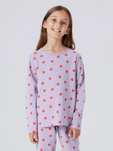 Nkfnightset Lavender Hearts Noos - Kinder Schlafanzug - Bequemes Nachtwäsche Set für Kinder mit süßem Lavendel-Herz-Muster, ideal für ruhige Nächte und entspannten Schlaf.