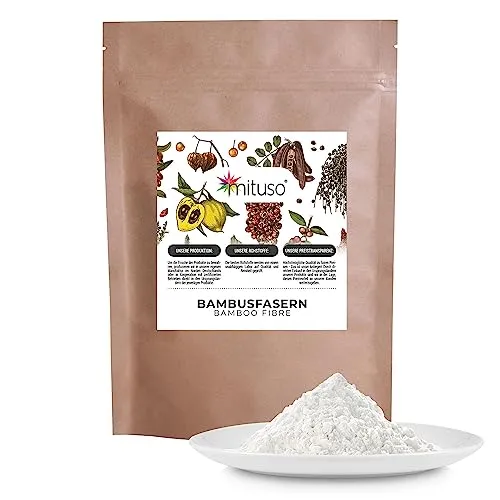 Bambusfasern 400g - Glutenfrei & Low Carb | 100% Vegan, ohne künstliche Zusätze - ideal als Bindemittel und Verdickungsmittel für Backen, Kochen, Smoothies & Saucen - mituso