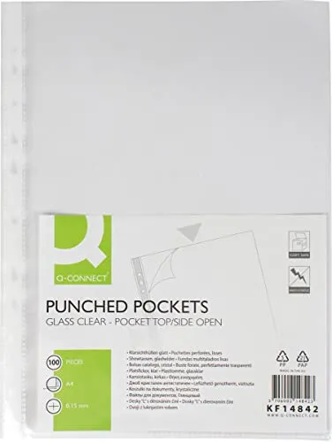 Q-Connect KF14842 Prospekthüllen, A4, 100 Stück glasklar, 0.15 mm