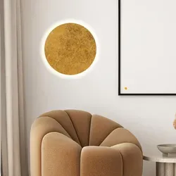 s.luce Plate dimmbare LED Wandleuchte in Blattgold, Ø 40cm von s.luce