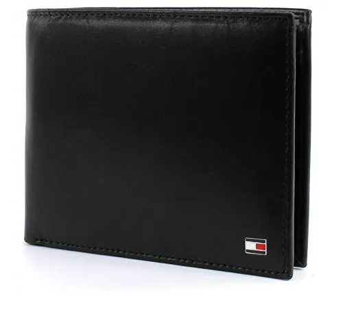 Tommy Hilfiger ETON TRIFOLD Geldbörse - Schwarz, stilvolles Design mit 7 Kartenfächern und praktischem Münzfach