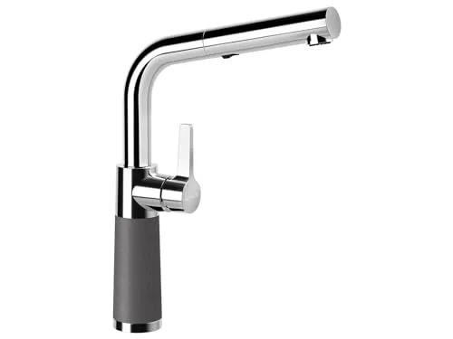 SCHOCK Küchenarmatur SC-540 Stone – Hochdruck Armatur mit ausziehbarer Brause - Armaturen: Hochwertige graue Küchenarmatur mit ausziehbarem Auslauf, umschaltbar zwischen Strahl- und Brausefunktion für flexible Nutzung.