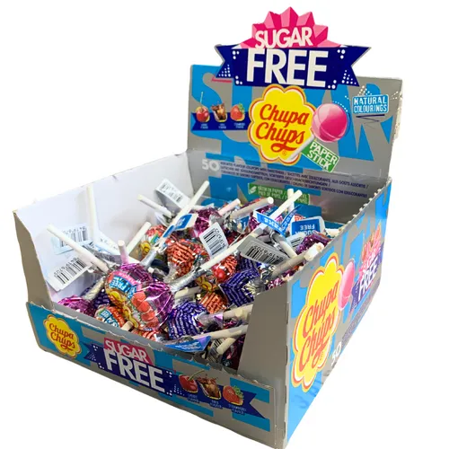 Chupa Chups Zuckerfrei Lollys 50er Packung - Hartkaramellen & Hartbonbons, zuckerfreie Lutscher für den genussvollen Geschmack ohne Reue – ideal für Diabetiker und Figurbewusste.