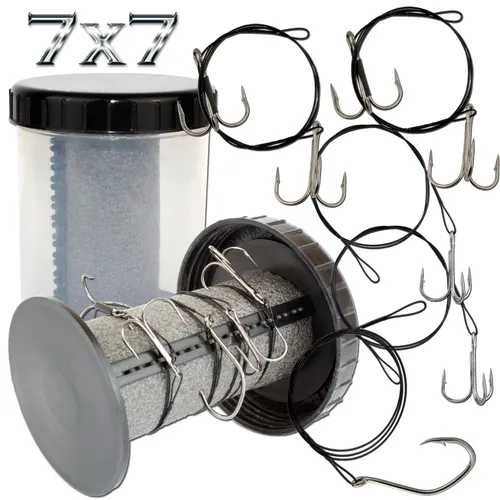 Angel Berger Stahlvorfach Set mit Box Rig Bin mit Stahlvorfächer zum Hechtangeln