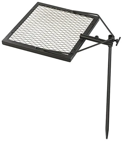 Rosenstein & Söhne Camping Grillrost: Mobiler Lagerfeuer-Grillrost mit Erdspieß, 36 x 36 cm (Grillgitter, Angler-Grill, Grillspiesse)