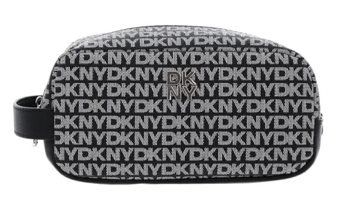 DKNY Kulturbeutel Sarah Travel Kit Logo - BK Mehrfarbig - Vielseitiger Kulturbeutel mit geräumigem Hauptfach und praktischem Einschubfach für Kosmetikartikel. Stilvolles Logo-Muster in Schwarz-Weiß mit eleganten Details. Ideal für Reisen oder zu Hause, kompakt und leicht zu transportieren.