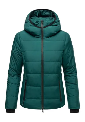 MARIKOO Damen Winterjacke N025 - Stylische Steppjacke mit Kapuze und warmem Fleecestoff - Funktionsjacken für Damen, ideal für kaltes Wetter mit kuscheligem Innenfutter und praktischen Reißverschlusstaschen.