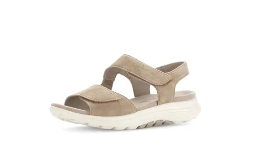 Gabor 86.815.30 Sandalette beige 37,5 EU (4,5 UK) - Sportliche Sandalette in Beige aus hochwertigem Leder und Veloursleder. Der praktische Klettverschluss sorgt für einen bequemen Sitz. Ideal für den Alltag und Freizeitaktivitäten.