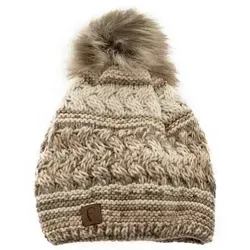 Faera Mütze zum Warmhalten im Herbst Winter-Bommelmütze Strickmütze Innenfutter Motiv 10