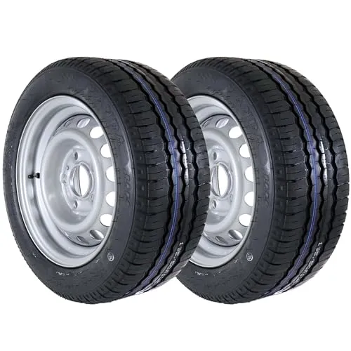 The Drive 2x Komplettrad 195/50 R13 C 104/101N M+S für Pkw-Anhänger & Caravan – Felge 6Jx13 H2 ET30 – Lochkreis 5x112 – Tragkraft bis 900kg – Metallventil – Ersatzräder für Anhänger