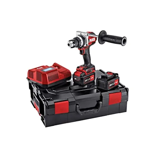 Flex Akku-Schlagbohrschrauber PD 2G 18.0-EC HD inkl. 2 Akkus 5,0 Ah - Akkuschrauber mit 158 Nm Drehmoment, 18 V und 2 leistungsstarken 5 Ah Lithium-Ionen-Akkus, ideal für professionelle Anwendungen und Heimwerkerprojekte.
